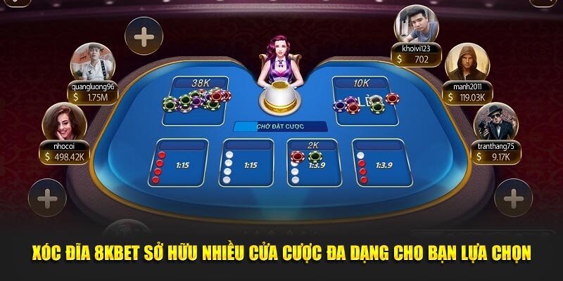 Xóc đĩa 8KBET sở hữu nhiều cửa cược đa dạng cho bạn lựa chọn